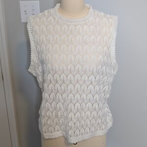 Lane Bryant White Sleeveless Knit‎ Top 44 Size L-XL